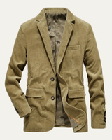 Herren Cordblazer mit Reverskragen und Knopfverschluss in Beige
