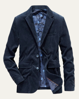 Herren Cordblazer mit Reverskragen und Knopfverschluss in Marineblau