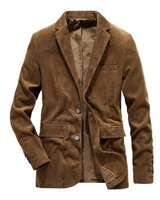 Herren Cordblazer mit Reverskragen und Knopfverschluss in Braun