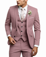 Herren Dreiteiliger Anzug Set mit Sakko, Weste und Hose in Rosa