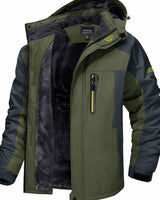 Alexander | Herren Fleecegefütterte Winterjacke mit Reißverschluss Kapuze Outdoor in Grün