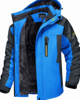Alexander | Herren Fleecegefütterte Winterjacke mit Reißverschluss Kapuze Outdoor in Blau