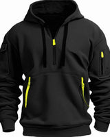 Andreas | Herren Freizeit-Hoodie mit Reißverschluss-Taschen Viertelreißverschluss in Schwarz