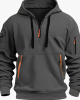 Andreas | Herren Freizeit-Hoodie mit Reißverschluss-Taschen Viertelreißverschluss in Dunkelgrau