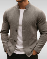 Fabian | Herren Gesteppte Jacke Stehkragen Zweiknopf Cardigan in Grau