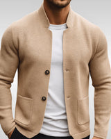 Fabian | Herren Gesteppte Jacke Stehkragen Zweiknopf Cardigan in Beige