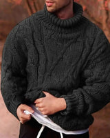 Fabian | Herren Grobstrick Rollkragenpullover für den Winter in Schwarz