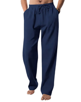 Herren-Hanfhose mit geradem Bein und Kordelzug in Marineblau