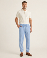 Herren Hose mit elastischem Bund und Kordelzug in Hellblau
