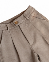 Herren Hose mit hoher Taille und Falten in Beige