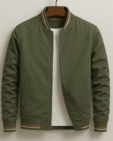Herren Jacke mit Stehkragen, Reißverschluss und gerippten Bündchen in Grün