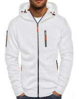 Florian | Herren Kapuzen-Sweatshirt Reißverschluss Fleece Mens Knit Sweater in Weiß
