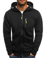 Florian | Herren Kapuzen-Sweatshirt Reißverschluss Fleece Mens Knit Sweater in Schwarz