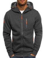 Florian | Herren Kapuzen-Sweatshirt Reißverschluss Fleece Mens Knit Sweater in Dunkelgrau