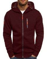 Florian | Herren Kapuzen-Sweatshirt Reißverschluss Fleece Mens Knit Sweater in Weinrot