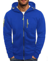 Florian | Herren Kapuzen-Sweatshirt Reißverschluss Fleece Mens Knit Sweater in Blau