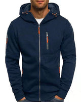 Florian | Herren Kapuzen-Sweatshirt Reißverschluss Fleece Mens Knit Sweater in Marine