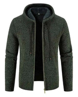 Herren Kapuzenstrickjacke in Armeegrün
