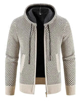 Herren Kapuzenstrickjacke in Beige