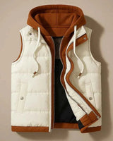 Herren Kapuzenweste in Creme