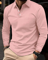Niklas | Herren Klassisches Langarm-Poloshirt Slim-Fit Kentkragen in Rosa
