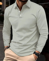 Niklas | Herren Klassisches Langarm-Poloshirt Slim-Fit Kentkragen in Grau