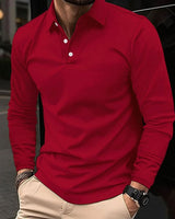 Niklas | Herren Klassisches Langarm-Poloshirt Slim-Fit Kentkragen in Rot