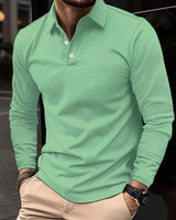 Niklas | Herren Klassisches Langarm-Poloshirt Slim-Fit Kentkragen in Grün