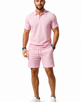 Herren Kurzarmblazer- und Shorts-Set in Rosa