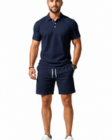 Herren Kurzarmblazer- und Shorts-Set in Marineblau