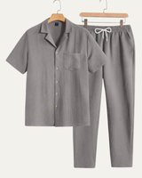 Herren Kurzarmhemd und Hose Set in Grau