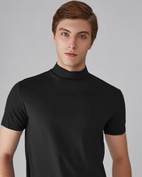 Herren Kurzarmshirt mit hohem Kragen in Schwarz