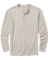 Herren-Langarm-Henley-Shirt mit Knopfleiste und Rundhalsausschnitt in Weiß