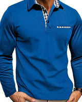 Fabian | Herren Langarm Polo-Shirt Klassischer Karo-Kragen Slim-Fit in Blau