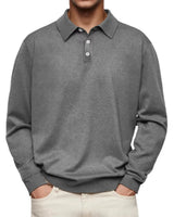 Leon | Herren Langarm-Poloshirt klassischer Schnitt knitterarm in Grau