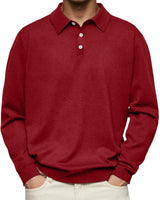 Leon | Herren Langarm-Poloshirt klassischer Schnitt knitterarm in Rot