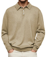 Leon | Herren Langarm-Poloshirt klassischer Schnitt knitterarm in Khaki