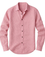 Herren-Langarmhemd mit Knopfleiste und Umlegekragen in Rosa