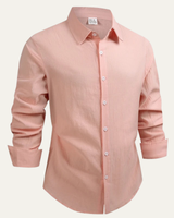 Herren Langarmhemd mit Kragen und Knopfleiste in Rosa