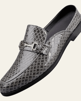 Herren Loafer Elegant mit Metallspange in Grau