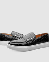 Herren Loafer Flechtoptik Slip-On in Schwarz