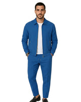 Herren Loungewear-Set mit Reißverschlussjacke und Hose mit Kordelzug in Blau