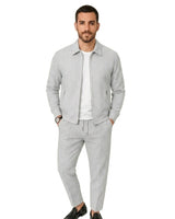 Herren Loungewear-Set mit Reißverschlussjacke und Hose mit Kordelzug in Grau