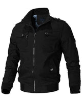 Fabian | Herren Mens Bomber Jacket Kurzreißverschluss Militär Übergangsjacke in Schwarz