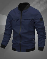 Tobias | Herren Mens Bomber Jacket Lässige Polyester Blouson-Jacke Reißverschluss in Marineblau