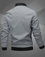 Tobias | Herren Mens Bomber Jacket Lässige Polyester Blouson-Jacke Reißverschluss in Space Grau