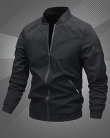 Tobias | Herren Mens Bomber Jacket Lässige Polyester Blouson-Jacke Reißverschluss in Schwarz