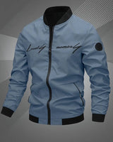 Tobias | Herren Mens Bomber Jacket Lässige Polyester Blouson-Jacke Reißverschluss in Nebelblau