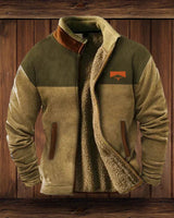 Maximilian | Herren Mens Cardigan Fleece Reißverschluss Western Azteken Strickjacke in Braun