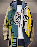 Andreas | Herren Mens Cardigan Kunstdruck Fleece-Gefütterter Oversized Hoodie in Mehrfarbig